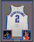 Framed Autographed/Signed Shai Gilgeous-Alexander 35x39 Oklahoma City Thunder White Basketball Jersey Fanatics COA
