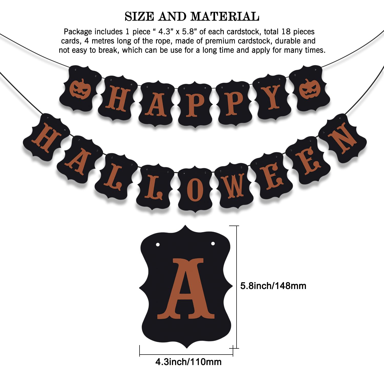 ERKOON Happy Halloween Banner Bunting Pumpkin Sign Wall Decor Party