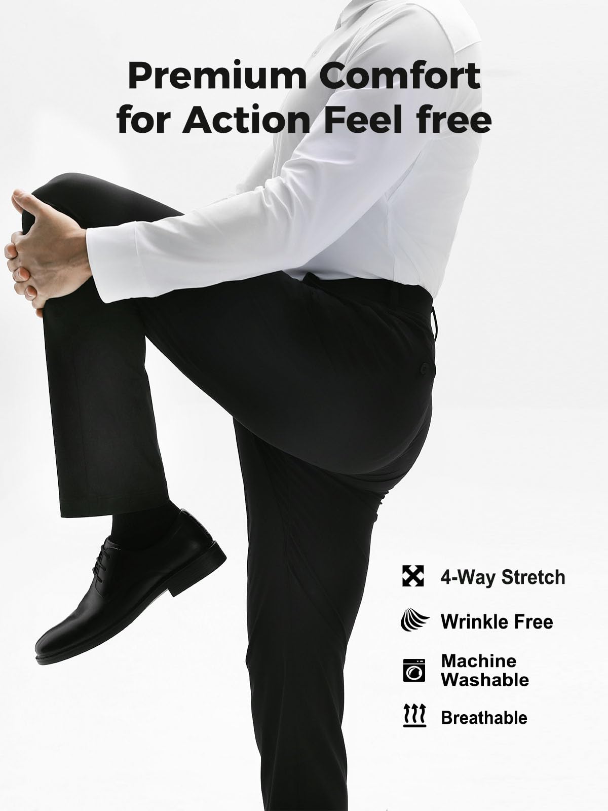 Fliwos Mens Stretch Dress Pants Flat Front Blue Size 29W x 31L
