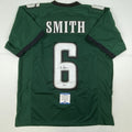 Autographed/Signed Devonta Smith Philadelphia Green Football Jersey Beckett BAS COA