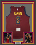 Framed Autographed/Signed Collin Sexton 35x39 Cleveland Cavaliers Red Basketball Jersey Fanatics COA