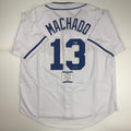 Autographed/Signed Manny Machado San Diego White Baseball Jersey Beckett BAS COA