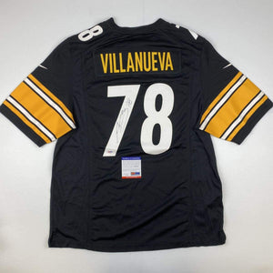 Autographed/Signed Alejandro Villanueva Pittsburgh Black Football Jersey PSA/DNA COA