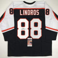 Autographed/Signed Eric Lindros Philadelphia Black Hockey Jersey JSA COA