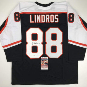 Autographed/Signed Eric Lindros Philadelphia Black Hockey Jersey JSA COA