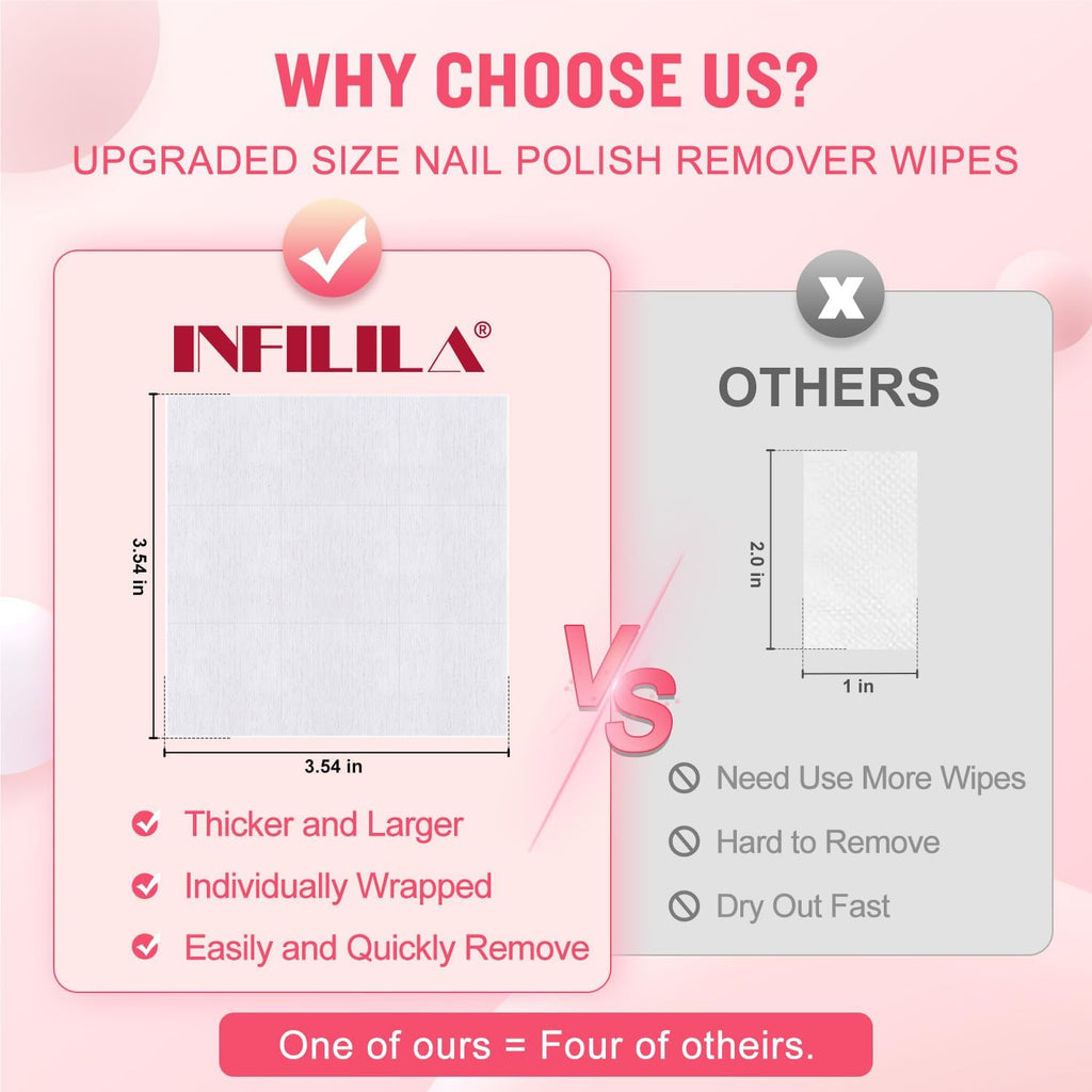 BestBy10/26 NXJ INFILILA Nail Polish Remover Pads Big Size 50 PCS