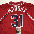 Autographed/Signed Greg Maddux Atlanta Red Baseball Jersey JSA COA