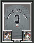 Framed Autographed/Signed Harold Baines 05 WS Champs 35x39 Chicago Grey Baseball Jersey PSA/DNA COA