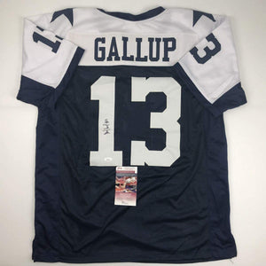 Autographed/Signed Michael Gallup Dallas Thanksgiving Day Football Jersey JSA COA