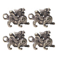 FAVOMOTO Retro Car Keychain Set 4Pcs Golden Brass Feng Shui Dragon Shape