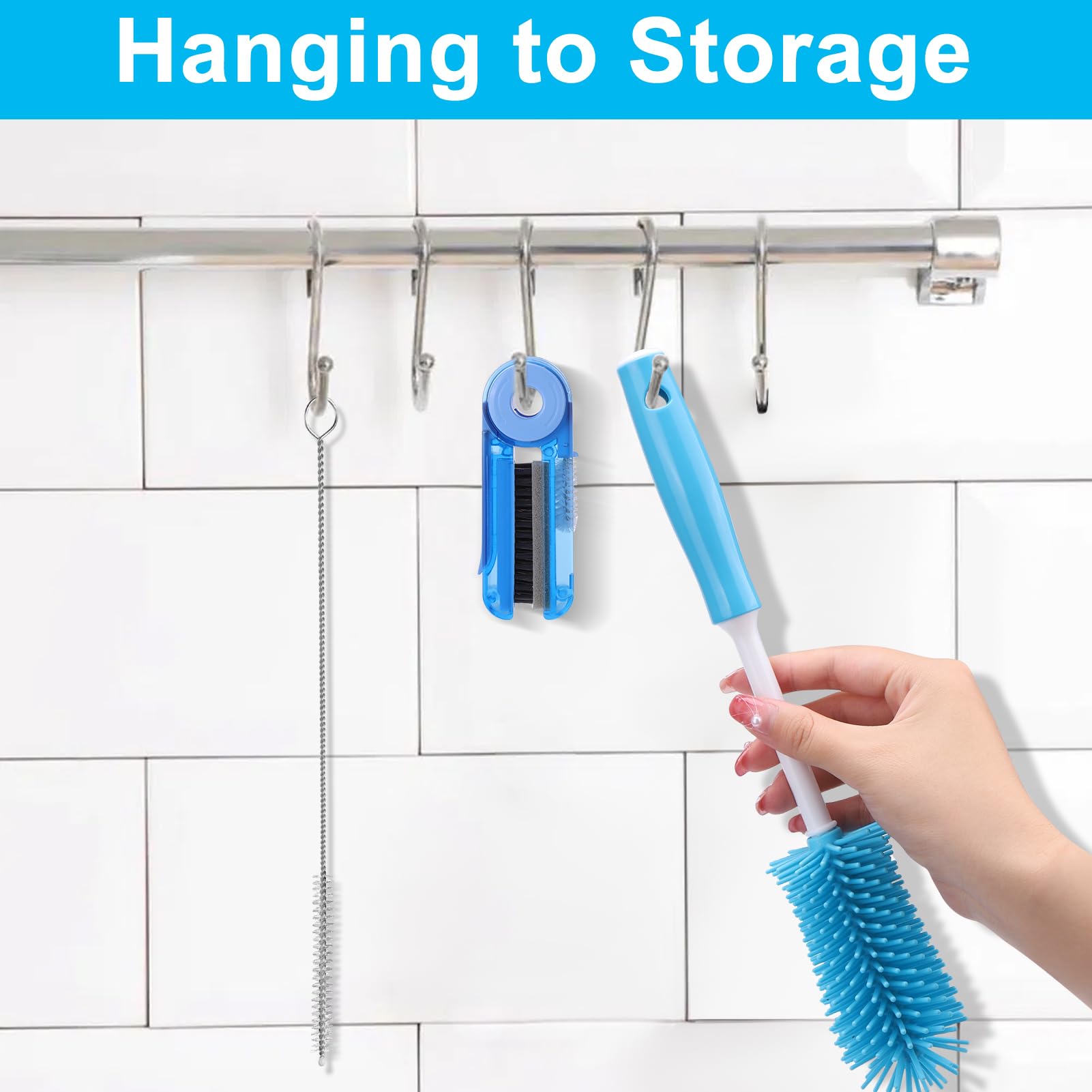 XANGNIER 3 Pack Stainless Steel Bottle Cleaner Brush Kit for Baby Bottles