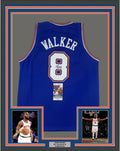 Framed Autographed/Signed Kemba Walker 35x39 New York Blue Basketball Jersey JSA COA