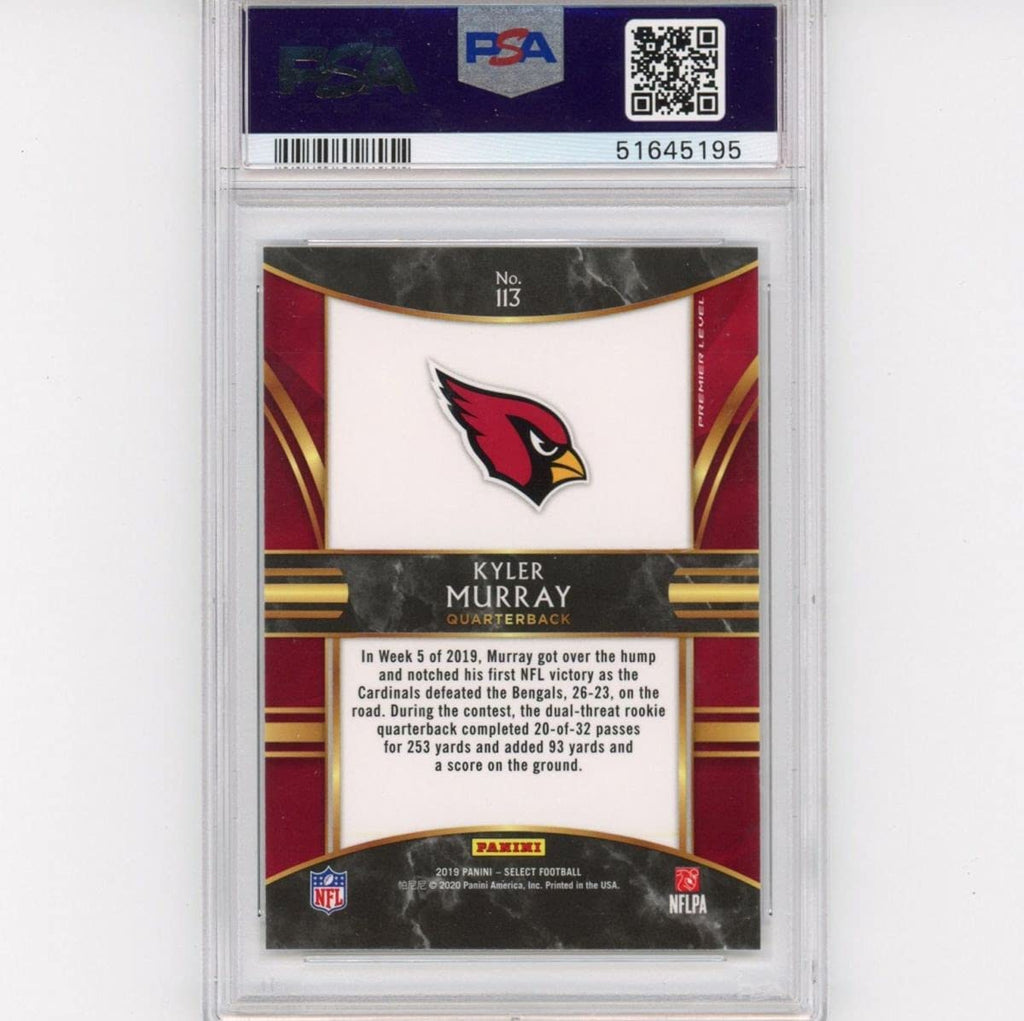 Graded 2019 Panini Select Kyler Murray #113 Rookie RC Football Card PSA 9 Mint