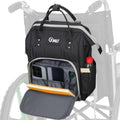YMU Wheelchair Backpack Bag Large Insulated Pocket Black Shoulder Strap