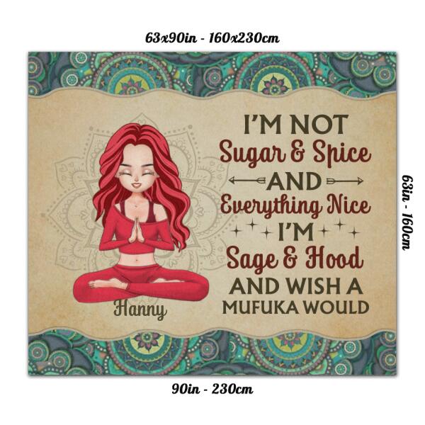 Personalized Yoga Girl Rug - Gift Idea For Yoga Lover - I'm Sage & Hood And Wish A Mufuka Would