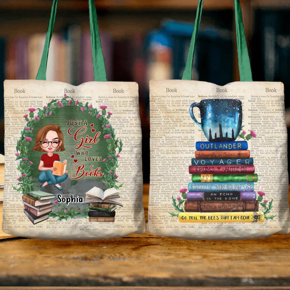 Personalized Book Girl Canvas Bag - Gift For Book Lovers - Just A Girl Who Loves Books