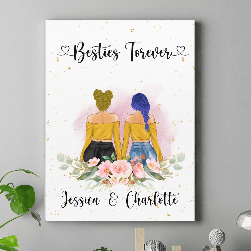 Personalized Best Friends Vertical Canvas - Gift For Best Friends - Besties Are We and Forever We Will Be
