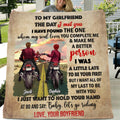 Personalized Motorcycle Couple Quilt/Fleece Blanket - Gift Idea For Couple - To My Girlfriend