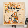 Personalized Fall Dog Mom Fleece Blanket/Quilt - Up to 4 Pets - Best Gift For Dog Lovers - Fall In Love With Dogs - MTJKZW