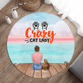 Personalized Cat Mom Round Rug - Up to 5 Cats - Gift Idea For Cat Lover - Crazy Cat Lady