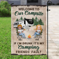 Personalized Friend Camping Flag Sign - Gift Idea For Friends/Camping Lover - Up to 4 People - Welcome to Our Campsite Camper