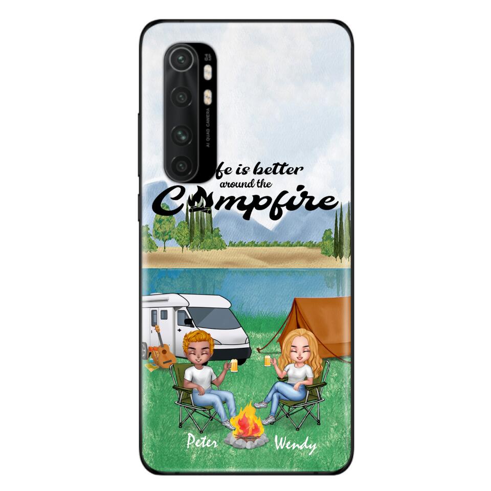 Personalized Camping Chibi Phone Case - Couple With Up to 2 Dogs - Gift Idea For Camping Lover - Case For Xiaomi, Oppo And Huawei