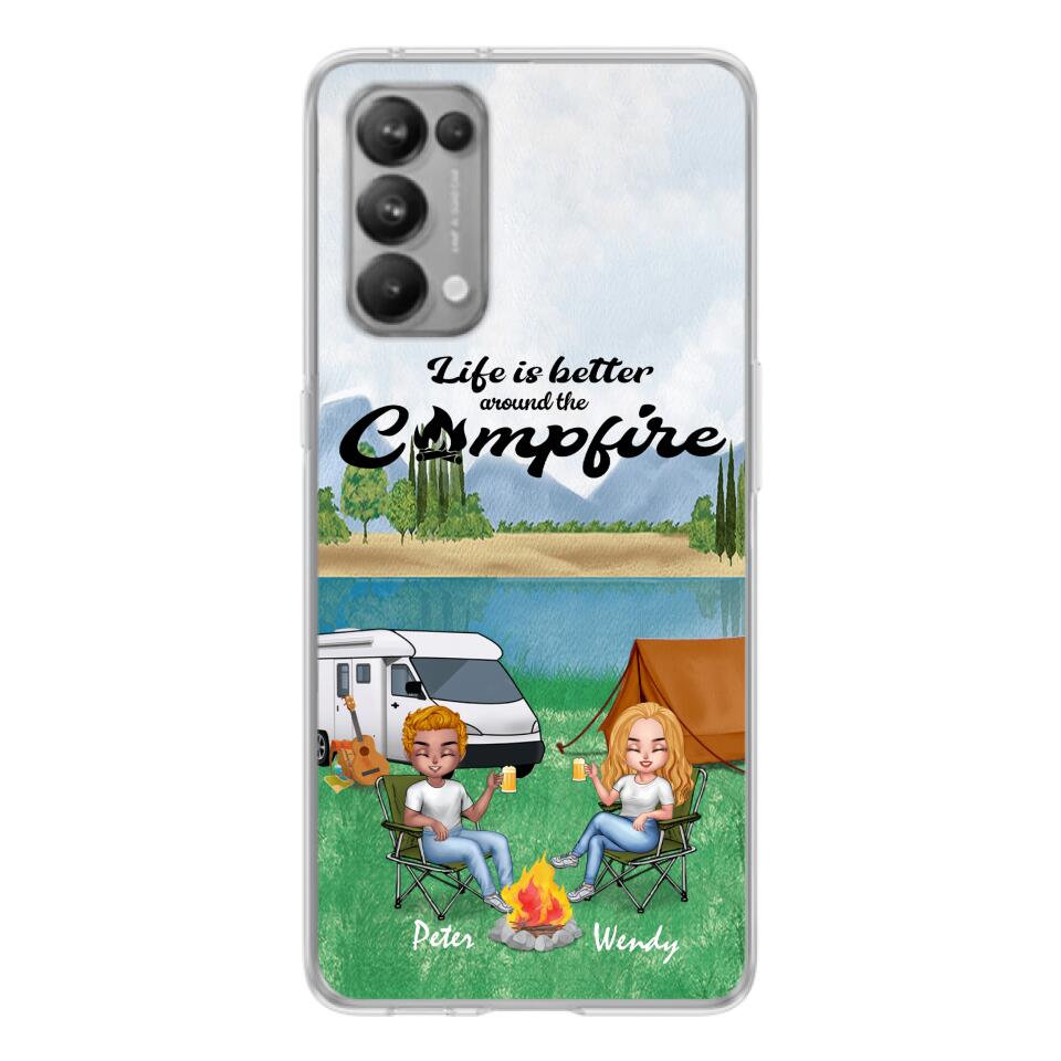 Personalized Camping Chibi Phone Case - Couple With Up to 2 Dogs - Gift Idea For Camping Lover - Case For Xiaomi, Oppo And Huawei