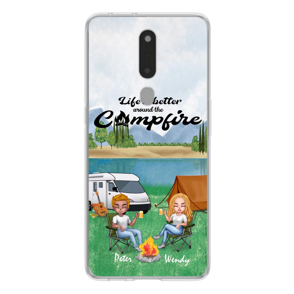 Personalized Camping Chibi Phone Case - Couple With Up to 2 Dogs - Gift Idea For Camping Lover - Case For Xiaomi, Oppo And Huawei
