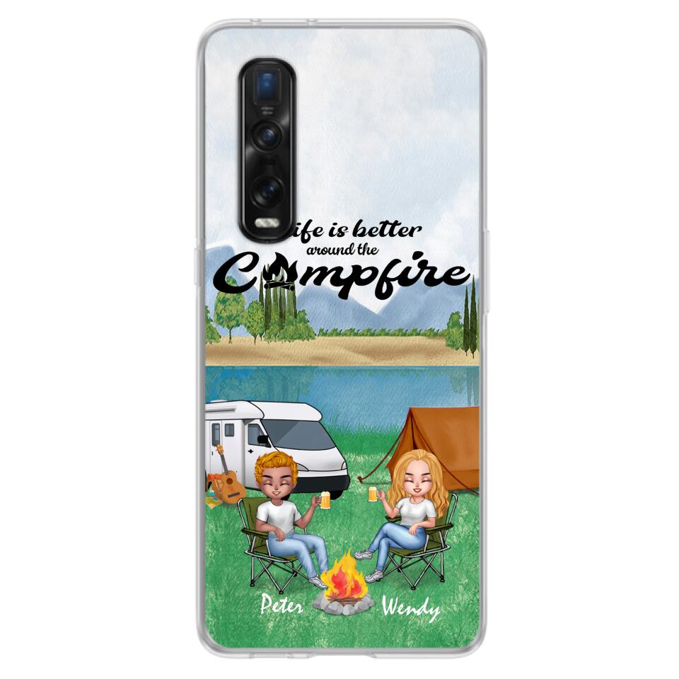 Personalized Camping Chibi Phone Case - Couple With Up to 2 Dogs - Gift Idea For Camping Lover - Case For Xiaomi, Oppo And Huawei