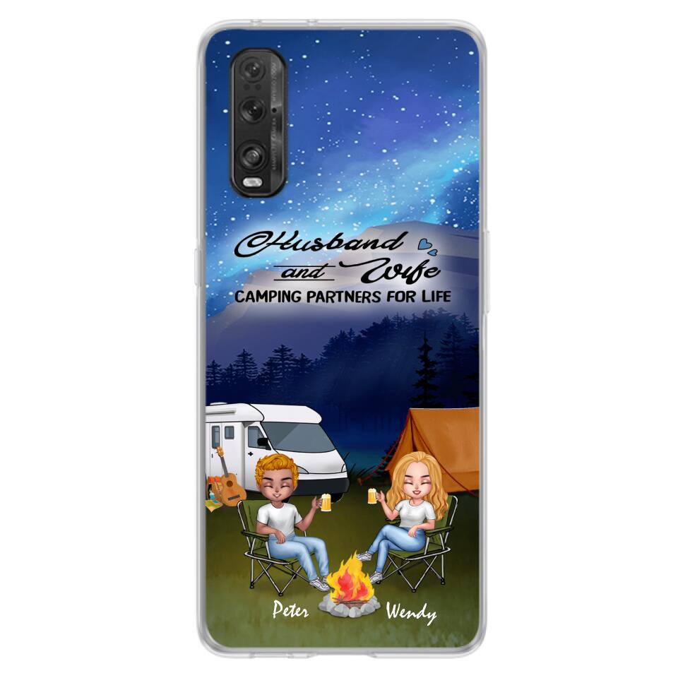 Personalized Camping Night Chibi Phone Case - Couple With Up to 2 Dogs - Gift Idea For Camping Lover - Case For Xiaomi, Oppo And Huawei