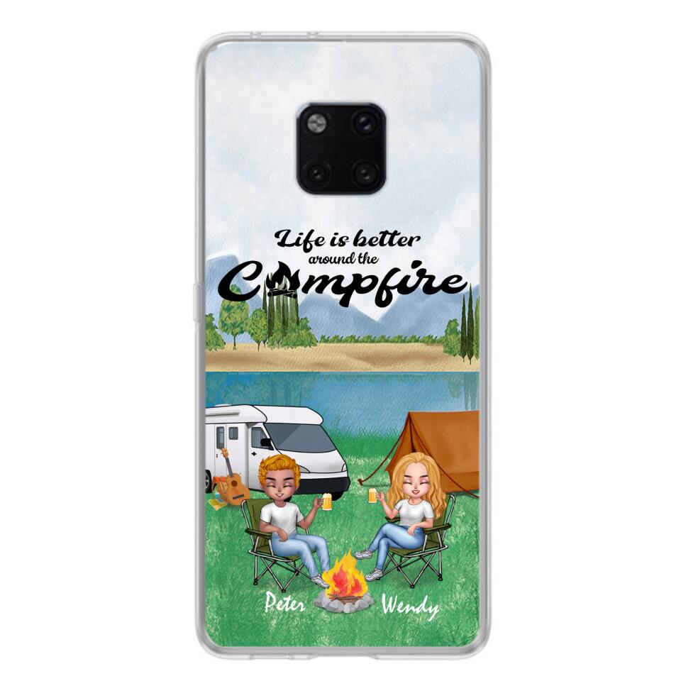 Personalized Camping Chibi Phone Case - Couple With Up to 2 Dogs - Gift Idea For Camping Lover - Case For Xiaomi, Oppo And Huawei