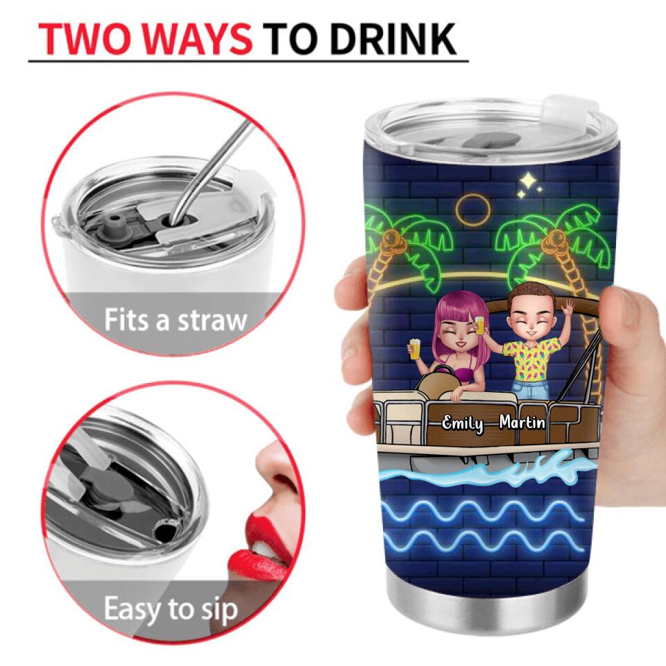 Personalized Pontoon Friends Tumbler - Up to 4 People - Gift Idea For Friends/Pontoon Lover - If I'm Drunk It's My Pontoon Friends' Fault