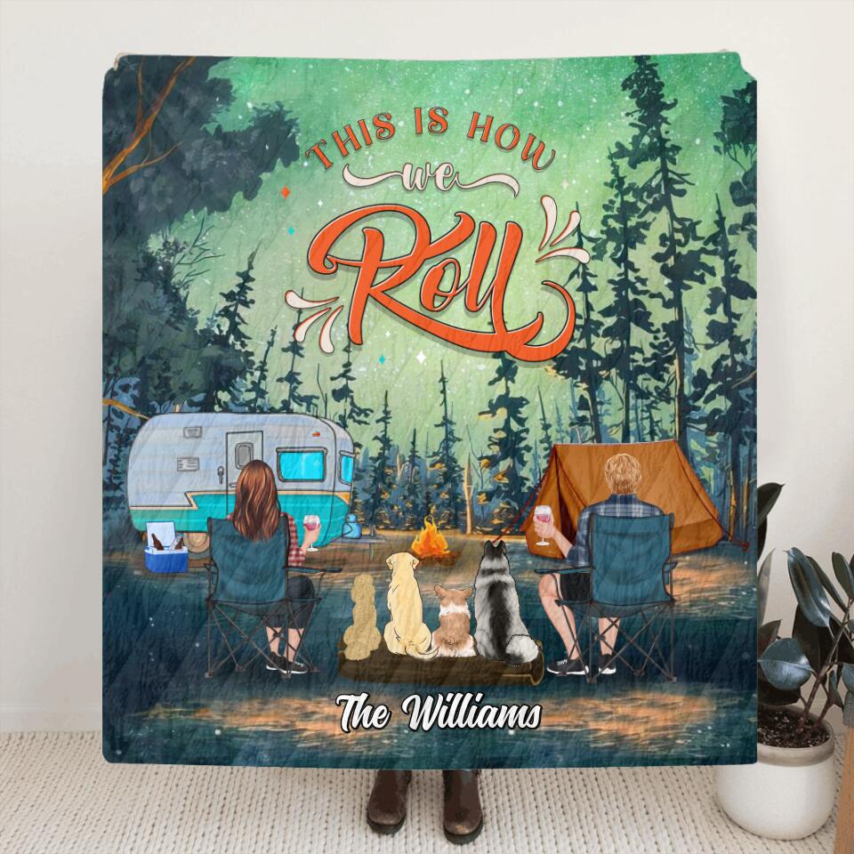 Personalized Camping With Dogs Quilt/Fleece Blanket & Pillow Cover - Up to 4 Dogs - Gift Idea For Camping/Dog Lover - Always At Home Wherever We Roam