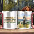 Personalized Solo Hiking With Dogs Classic Insulated Mug - Woman/Man With Up to 4 Dogs - Gift Idea For Hiking Lovers - Dogs Solve Most Of My Problem, Hiking Solves The Rest
