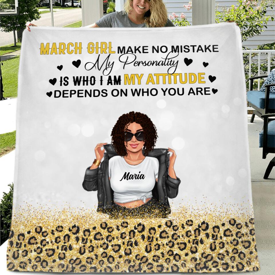 Personalized Girl Month Pillow Cover/Fleece Blanket/Quilt - Gift Idea For Best Friends/Girls/Sisters - March Queen I Am Who I Am Your Approval Isn't Needed