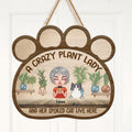 Personalized Crazy Cat Paw Door Sign - Gift Idea For Cat Lovers/Mother's Day - Up to 6 Cats - A Crazy Plant Cat Lady And Her Spoiled Cat Live Here