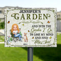 Personalized Garden Dog Metal Sign - Up to 6 Dogs - Gift Idea For Garden/Dog Lovers - And Into The Garden I Go To Lose My Mind And Find My Soul