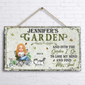 Personalized Garden Cat Door Sign - Gift Idea For Garden/Cat Lovers - And Into The Garden I Go To Lose My Mind And Find My Soul - Up to 6 Cats