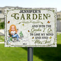 Personalized Garden Cat Metal Sign - Gift Idea For Garden/Cat Lovers - And Into The Garden I Go To Lose My Mind And Find My Soul - Up to 6 Cats