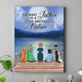 Personalized Father Fishing Canvas - Father With Up to 2 Kids And 2 Pets - Gift Idea For Father/Fishing Lover - The Heart Of A Father Is The Masterpiece Of Nature