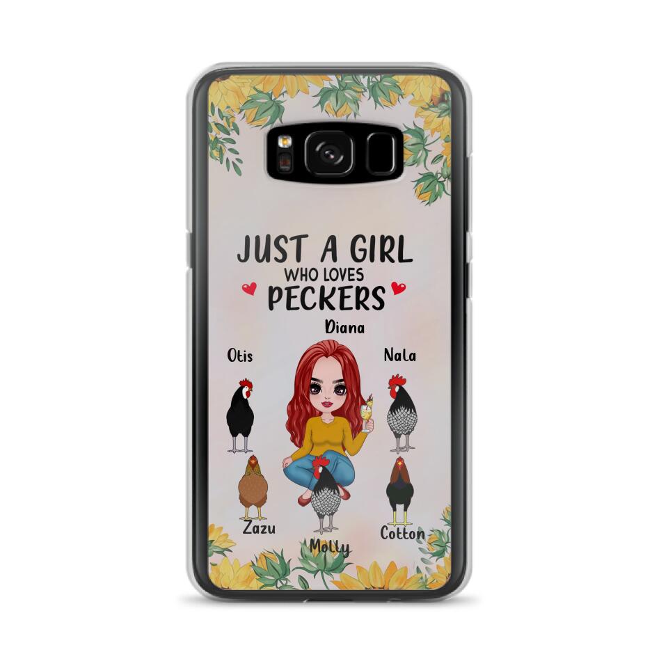 Personalized Chickens Phone Case - Up to 5 Chickens - Just A Girl Who Loves Peckers