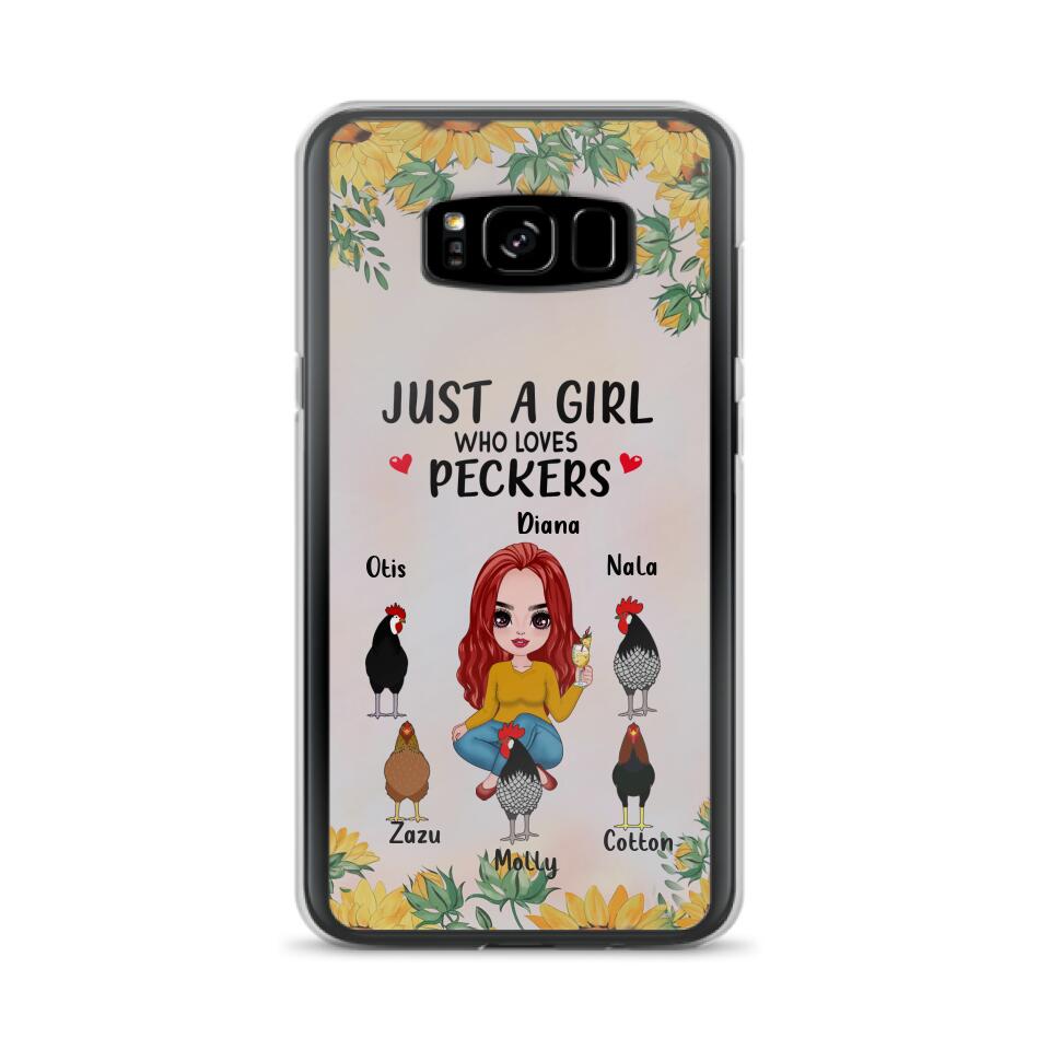 Personalized Chickens Phone Case - Up to 5 Chickens - Just A Girl Who Loves Peckers