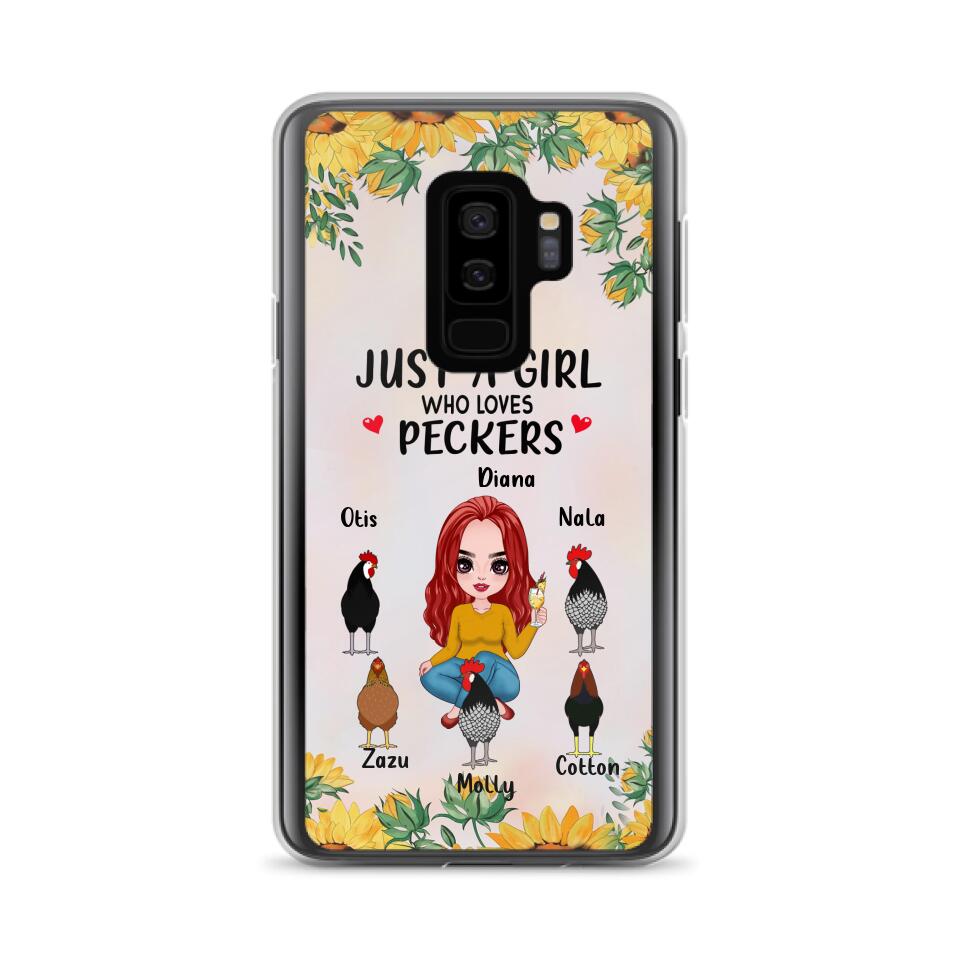 Personalized Chickens Phone Case - Up to 5 Chickens - Just A Girl Who Loves Peckers