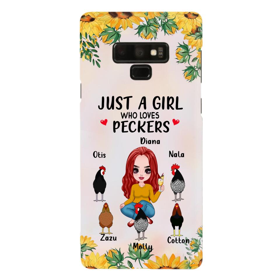 Personalized Chickens Phone Case - Up to 5 Chickens - Just A Girl Who Loves Peckers