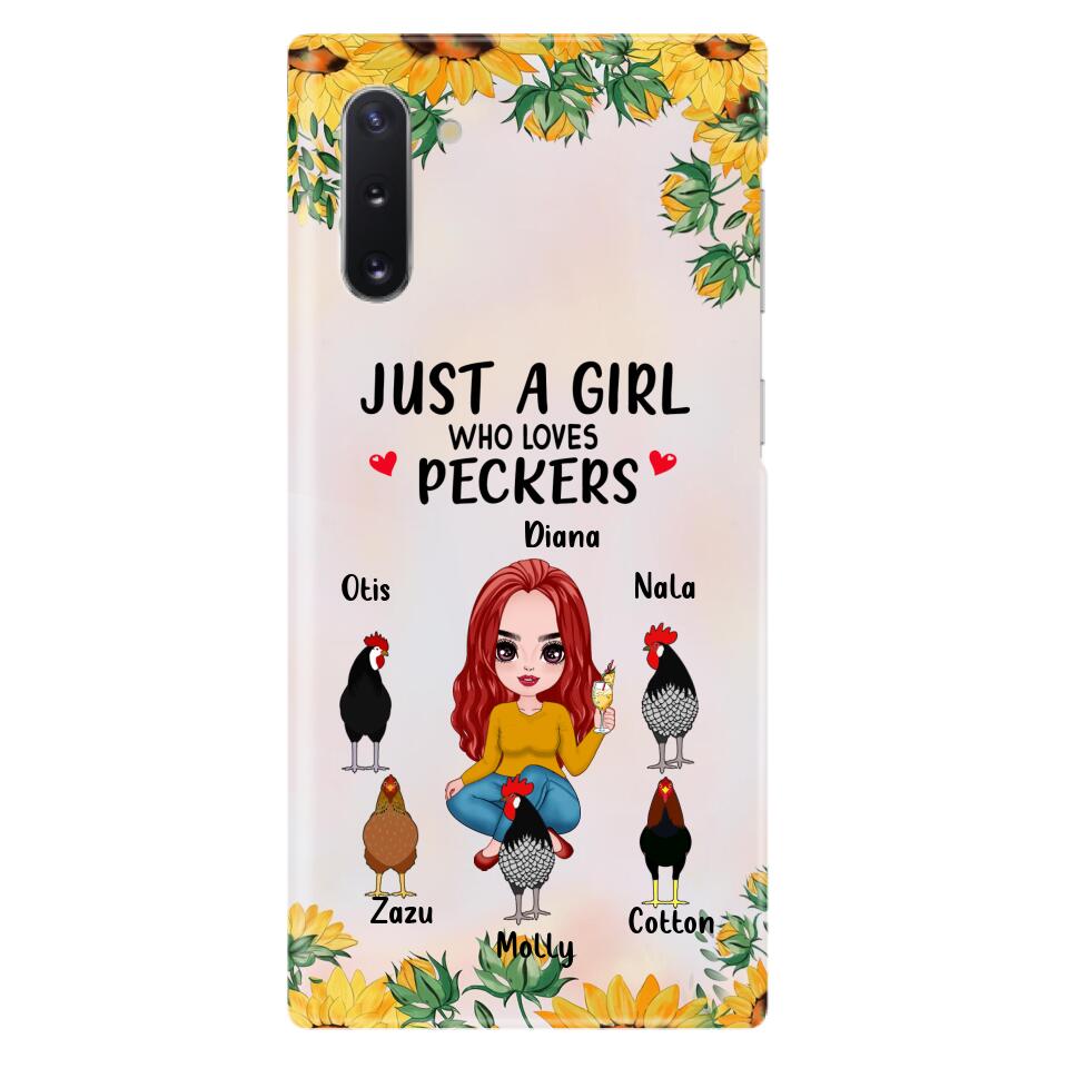 Personalized Chickens Phone Case - Up to 5 Chickens - Just A Girl Who Loves Peckers