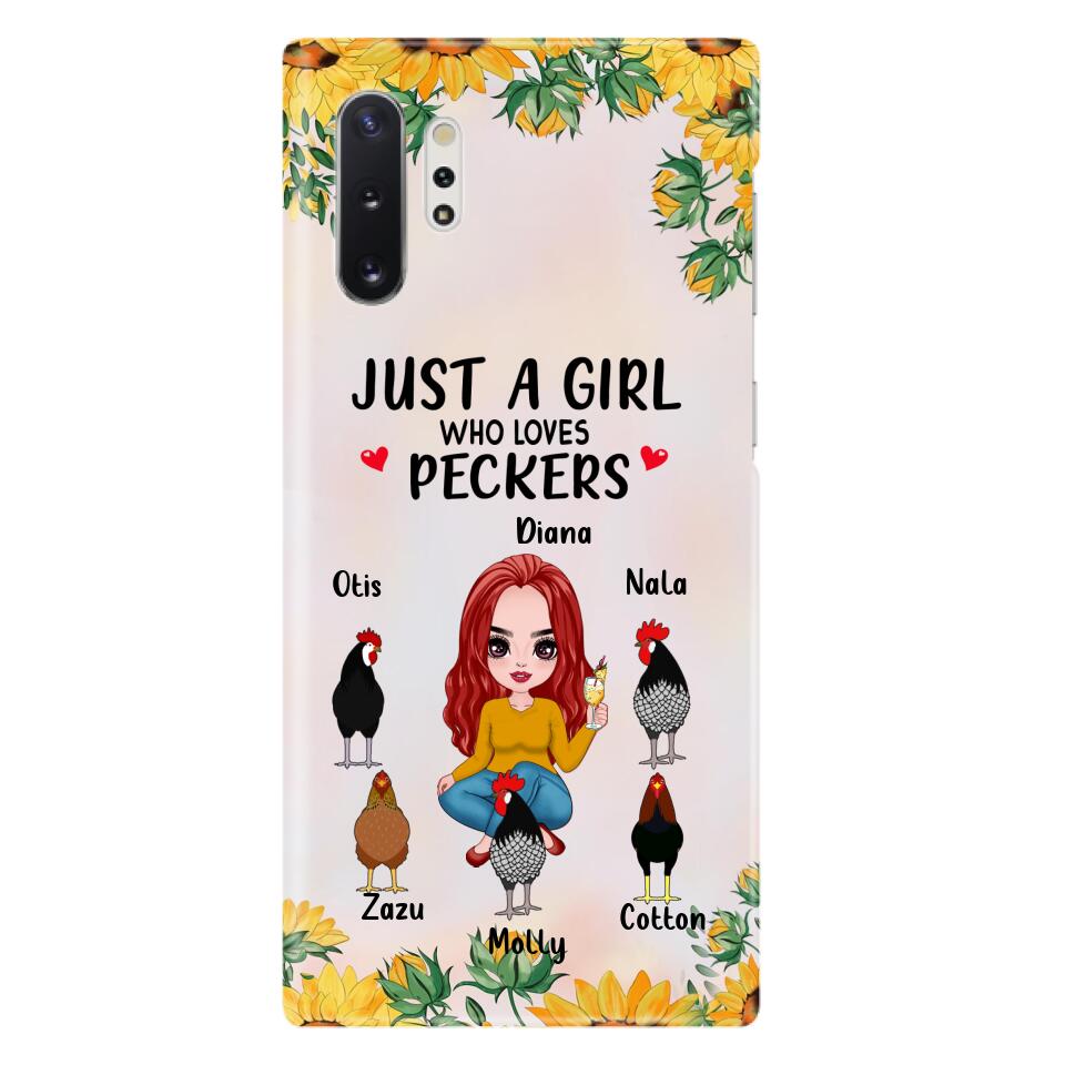 Personalized Chickens Phone Case - Up to 5 Chickens - Just A Girl Who Loves Peckers