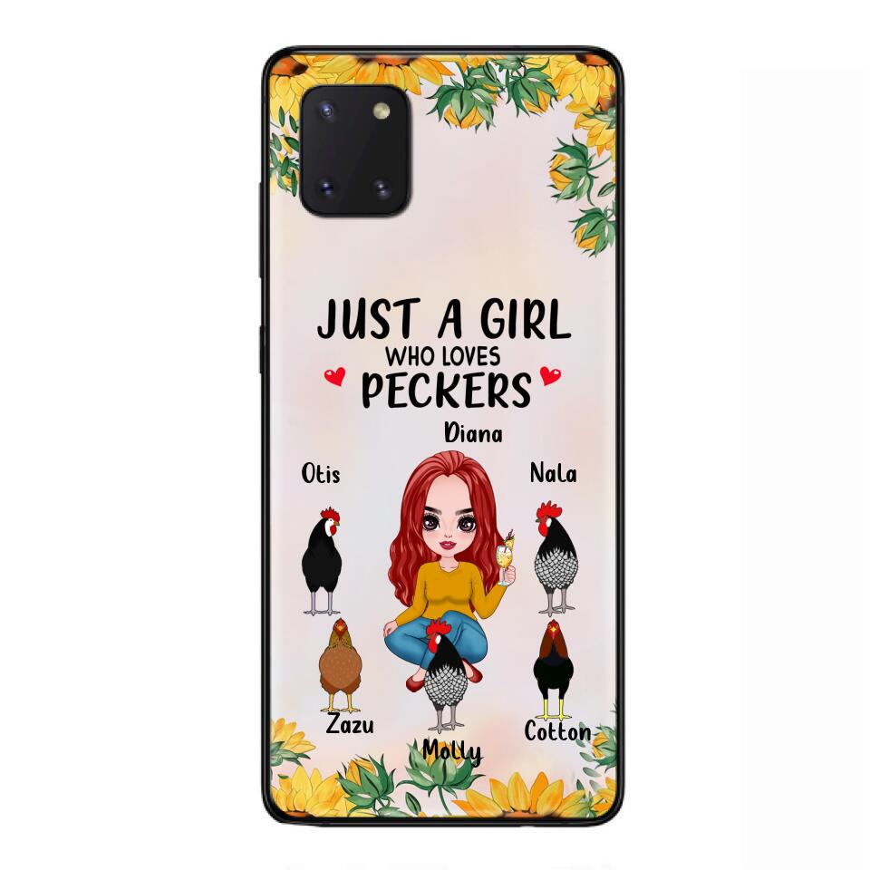Personalized Chickens Phone Case - Up to 5 Chickens - Just A Girl Who Loves Peckers