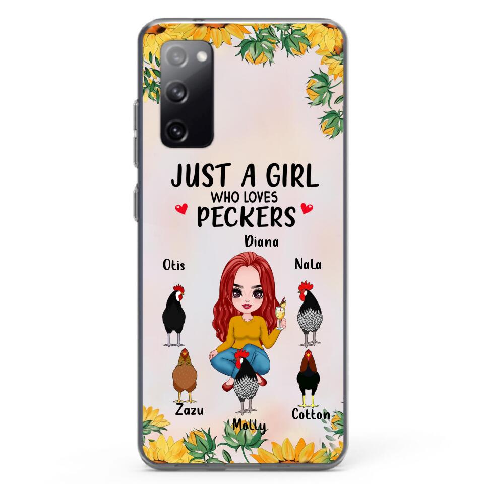 Personalized Chickens Phone Case - Up to 5 Chickens - Just A Girl Who Loves Peckers