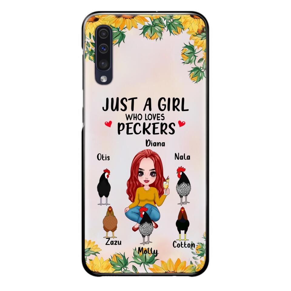 Personalized Chickens Phone Case - Up to 5 Chickens - Just A Girl Who Loves Peckers