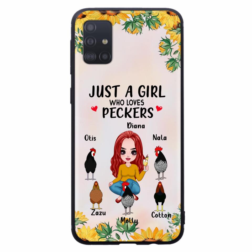 Personalized Chickens Phone Case - Up to 5 Chickens - Just A Girl Who Loves Peckers